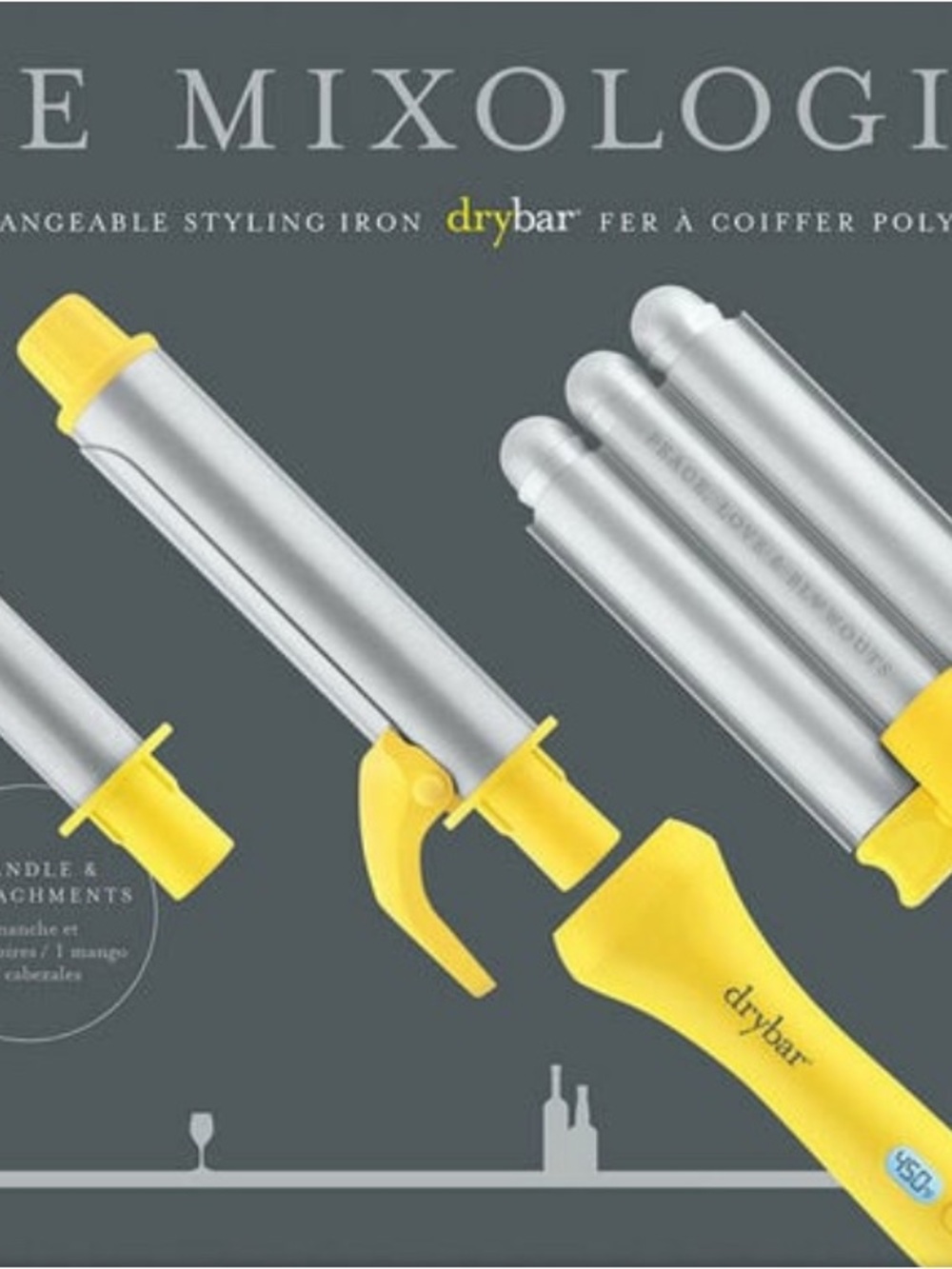 Mixologist- Drybar Yellow and Silver Interchangeable Styling Iron Set